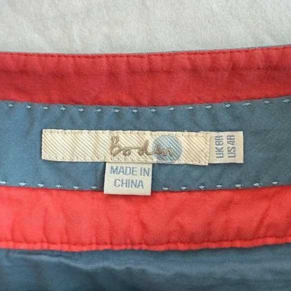 Boden Blue Linen Blend A-Line Skirt with Navy Bobble Trim - US‎ 4 R UK 8 - Picture 5 of 6